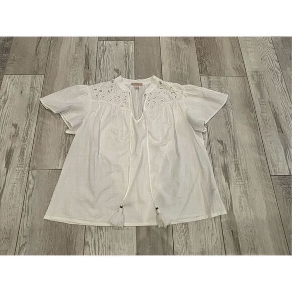 Knox Rose white Boho blouse size M - Picture 1 of 9